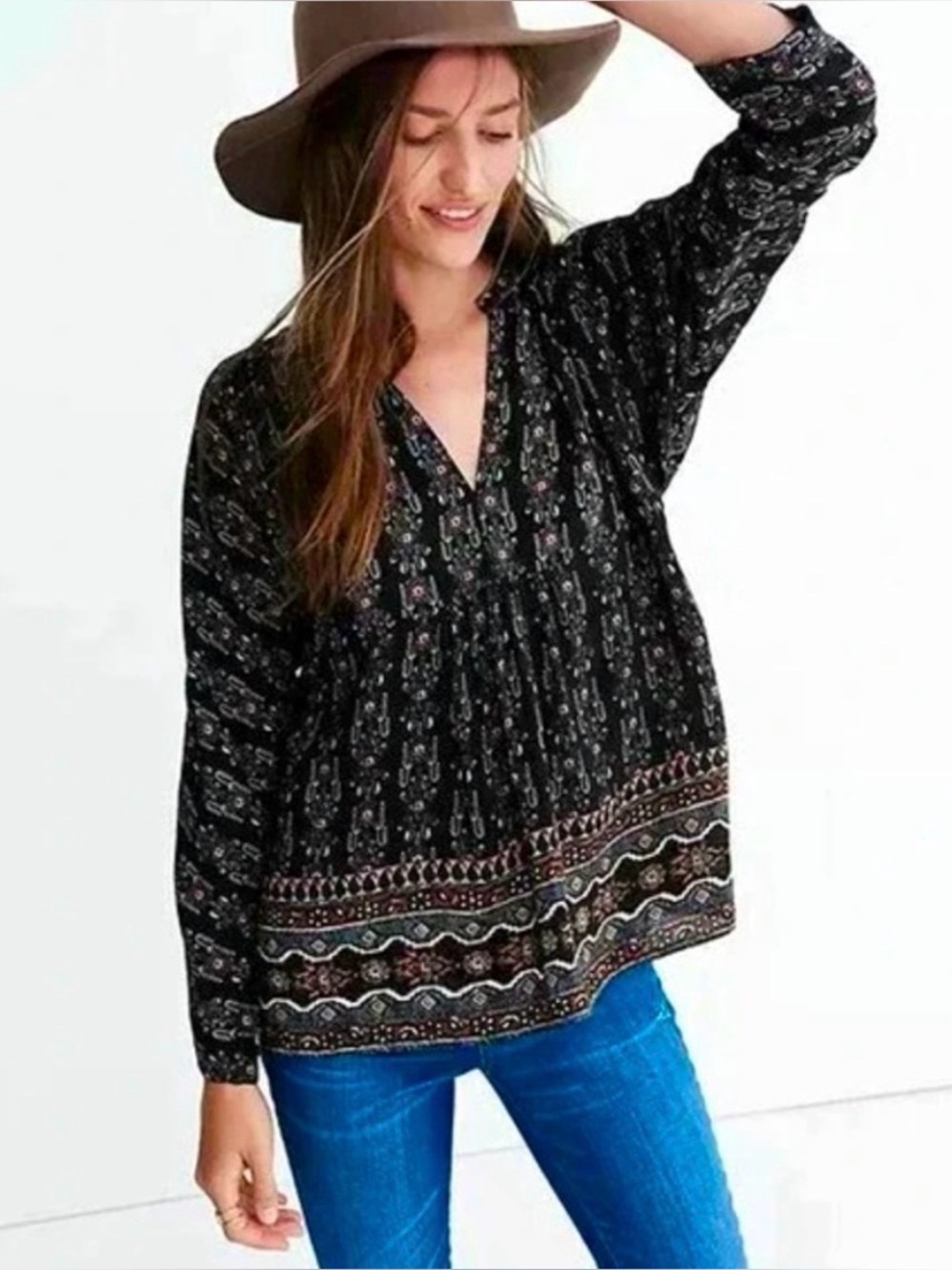 Madewell Silk Bohème Popover in Burnished Floral Size Small